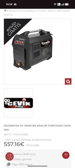 Soldadora Inverter CEVIK TITANTIG-200