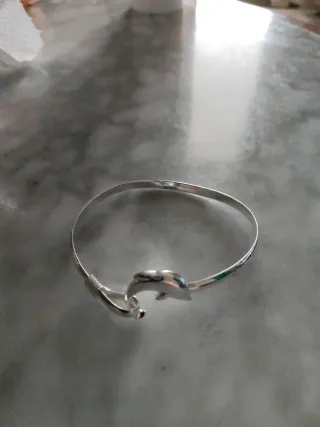 Pulsera plata con delfín