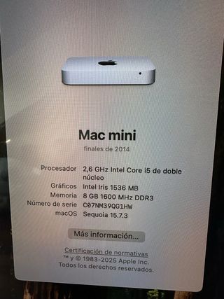 Apple Mac Mini A1347 Plata