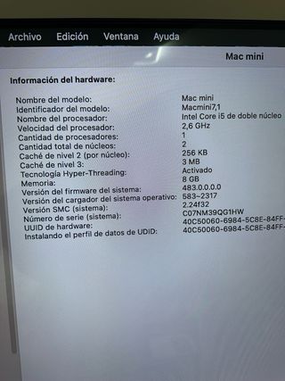 Apple Mac Mini A1347 Plata