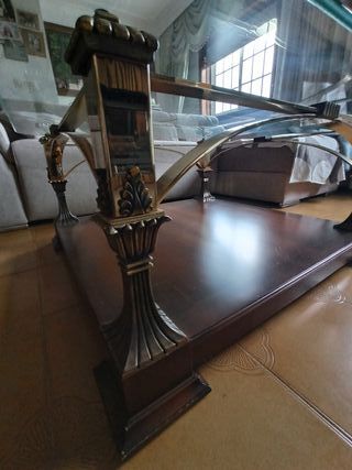 Mesa de centro cristal y madera