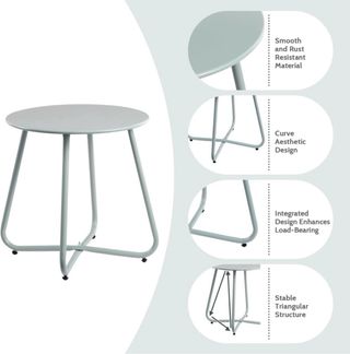 Mesa auxiliar metálica color verde azulado