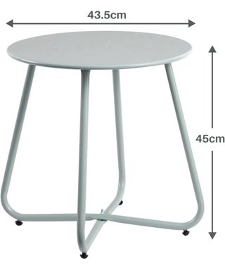 Mesa auxiliar metálica color verde azulado