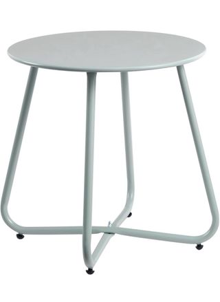 Mesa auxiliar metálica color verde azulado