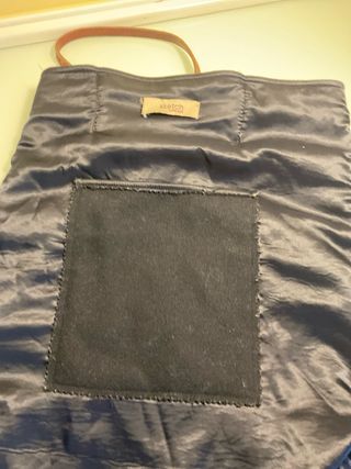 Bolso tela azul marino con asas cuero