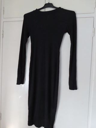 Vestido negro canalé Shana talla S espalda abierta