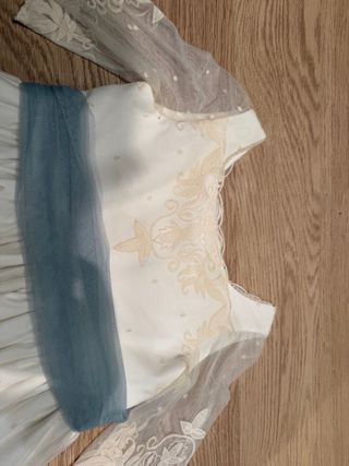 Traje Comunión Niña Blanco y verde aguamarina 120