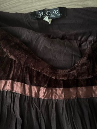 Falda larga marrón con volantes talla 38/40