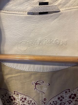 Cazadora Biker Cuero Blanco Vintage