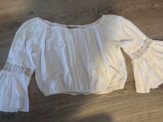 Camisa/top  Hippie Blanca Manga Campana
