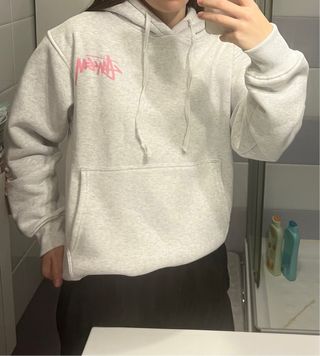 Sudadera Stussy Gris y Rosa