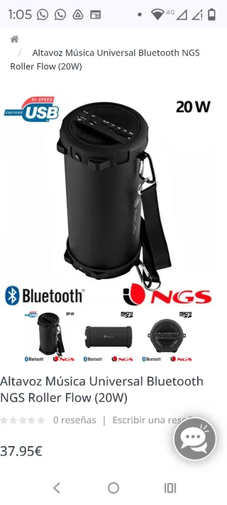 Altavoz NGS Roller Flow Bluetooth 20W