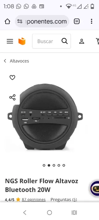 Altavoz NGS Roller Flow Bluetooth 20W