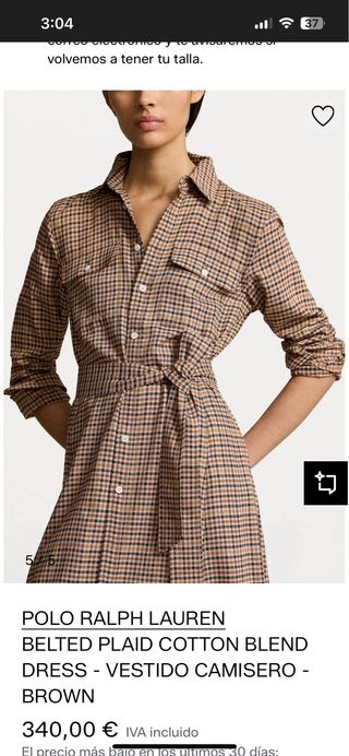 Vestido camisero Lauren Ralph Lauren rojo Talla S