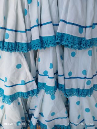 Vestido de flamenca lunares azul Talla 12 años