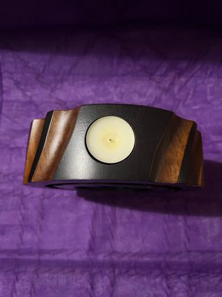 Set Portacandele Legno Tonalità Marroni