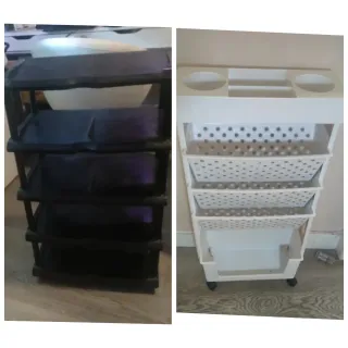 Mueble Auxiliar Plástico Negro y Blanco