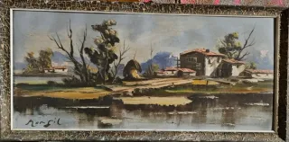 Cuadro largo paisaje rural 131 por 64