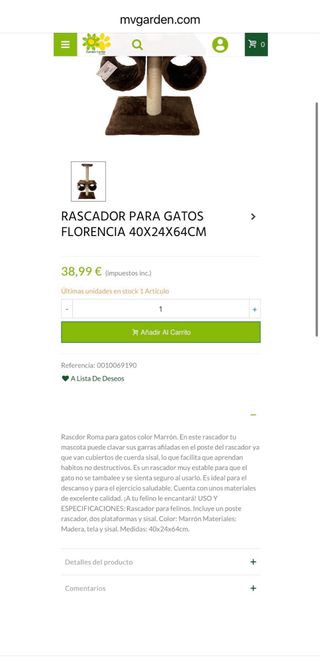 Rascador para Gatos Marrón (SIN ESTRENAR)