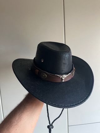Cappello Cowboy Texas Similpelle Nero Toro Bull