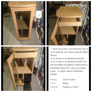 Mueble auxiliar cristal y madera