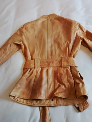 Cazadora de piel mujer marrón