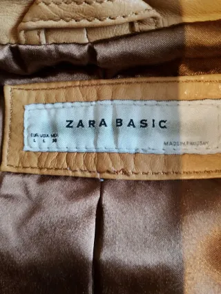 Cazadora de piel mujer marrón