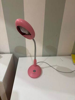 Lámpara de escritorio Philips rosa y gris