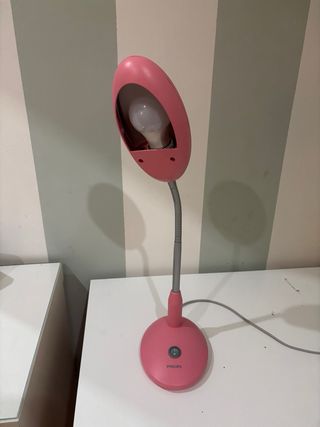Lámpara de escritorio Philips rosa y gris