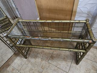 Aparador Bambú y Cristal Dorado