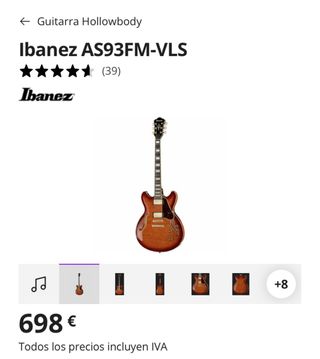 Ibanez AS93 FMV-SB Guitarra Eléctrica Hollowbody