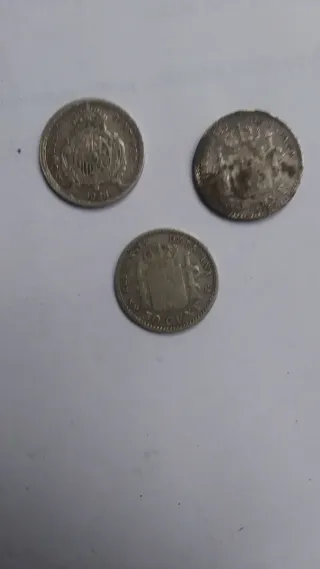 "Oportunidad"Lote 3 Monedas Plata 50 Céntimos Espa