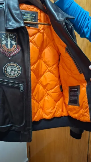 Chaqueta Cuero Aviador Redskins. Hombre. Nueva.