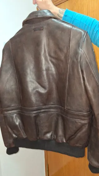 Chaqueta Cuero Aviador Redskins. Hombre. Nueva.