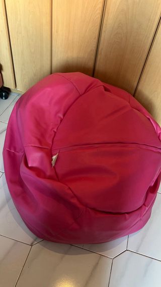 Puff rosa piel sintética con relleno