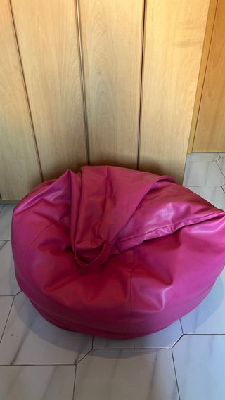 Puff rosa piel sintética con relleno