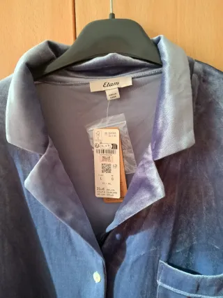 Pijama Etam terciopelo gris/morado Talla L