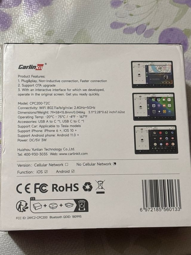 Carlinkit T2C Caja Inalámbrica CarPlay para Tesla