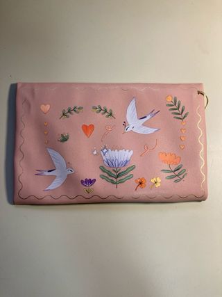 Bolso y monedero con pájaros y flores