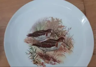 Fuente y 5 platos porcelana MAH Vigo