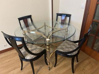 Mesa redonda cristal y 4 sillas