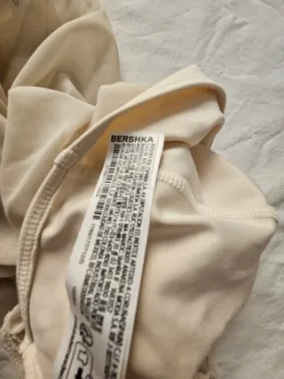 Top tul manga larga beige talla única