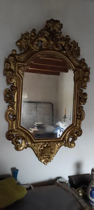 Espejo grandes dimensiones Antiguo Dorado Barroco