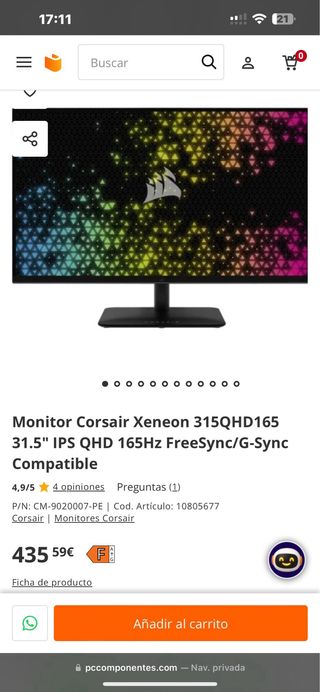 Monitor Corsair XENEON 31.5 QHD 165Hz
