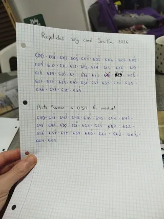 Repetidos! Cromos Holy Card Sevilla 2026