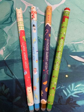 Set 4 penne cancellabili tema natalizio