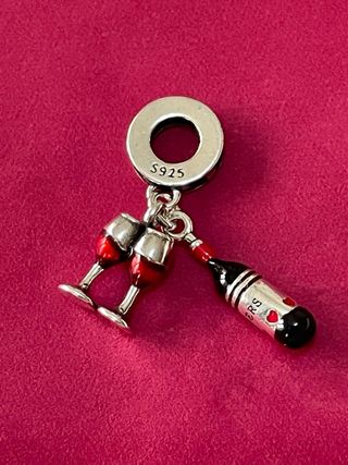 Charm S925 Botella Vino y Copas