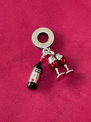 Charm S925 Botella Vino y Copas