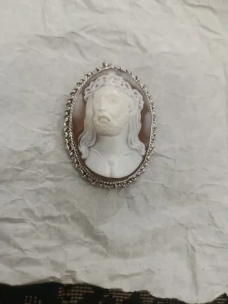 Spilla Cameo 45mm Volto Gesù Argento 925