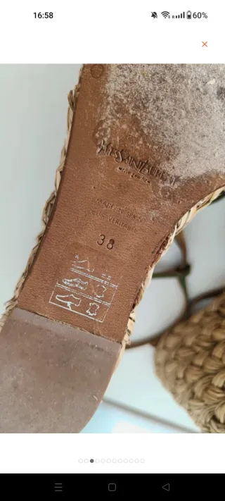 Sandalias Saint Laurent Cuña Paja Verde